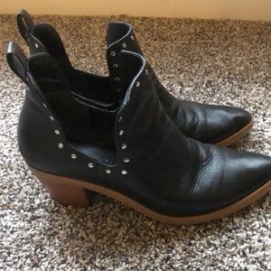 Rebecca Minkoff Black Leather Studded Booties 7.5